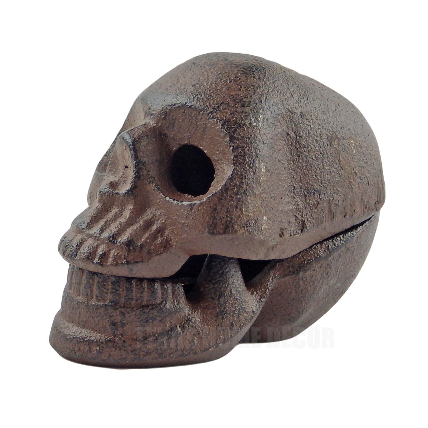 Human Skull Key Box Hider Heavy Duty Cast Iron Garden Porch Decor Rustic Brown