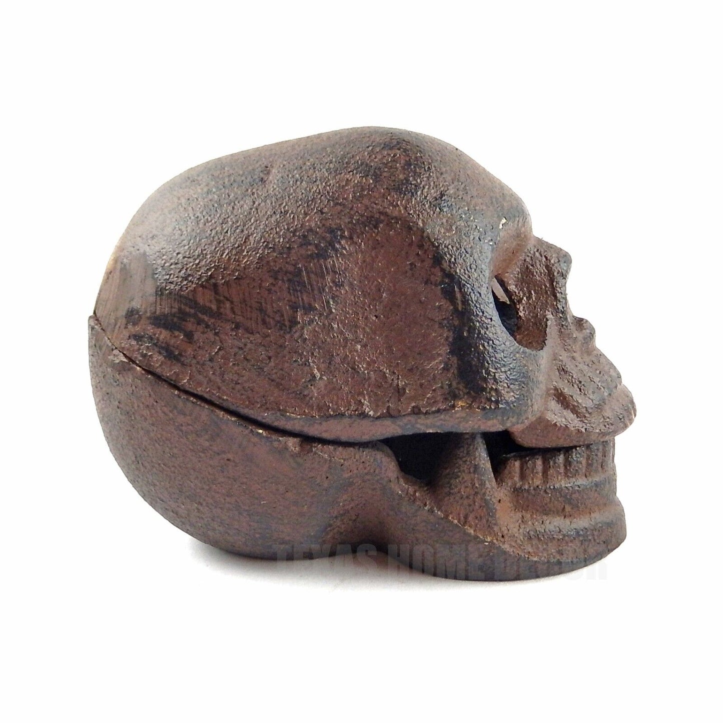 Human Skull Key Box Hider Heavy Duty Cast Iron Garden Porch Decor Rustic Brown