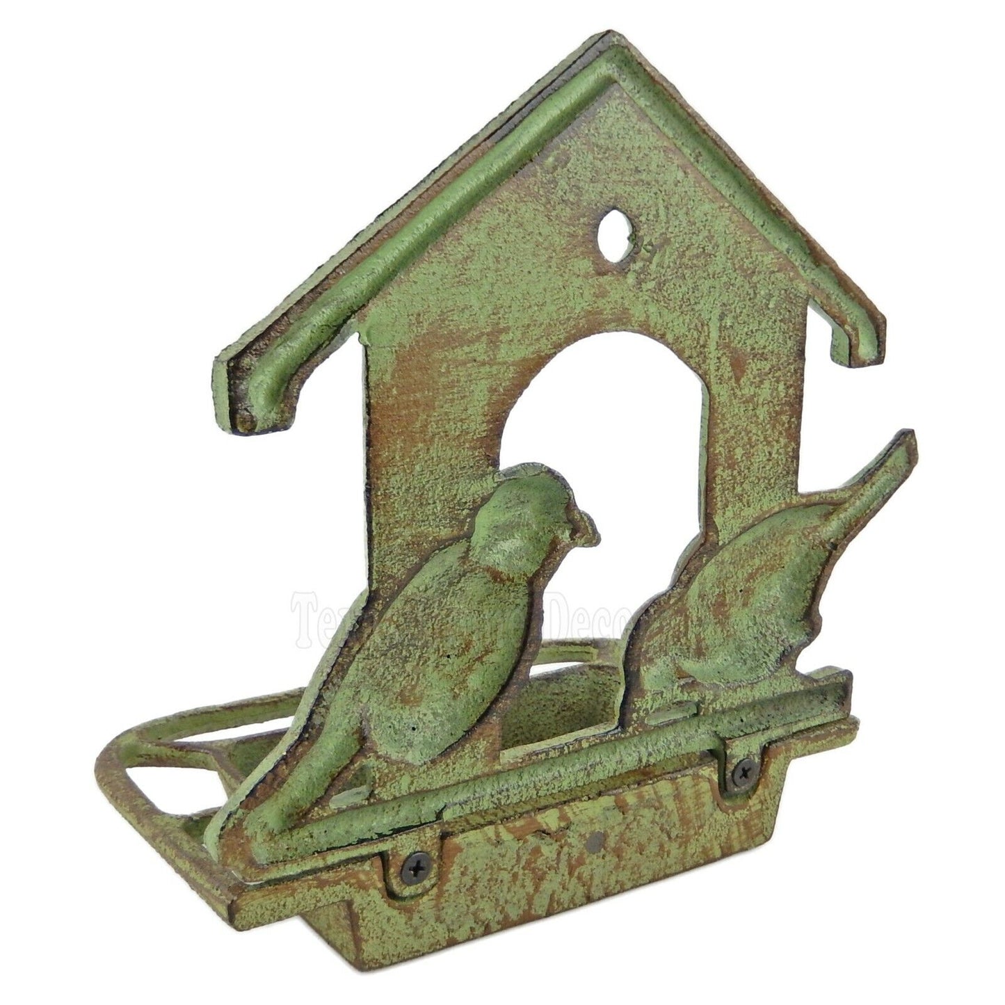 Cast Iron House Bird Feeder Heavy Duty Wall Mounted Verdigris Garden Yard Decor