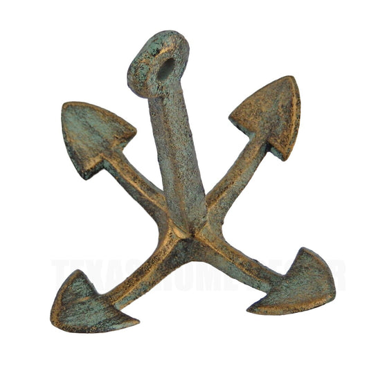Cast Iron Table Top Decorative Anchor Nautical Beach House Decor Verdigris Look
