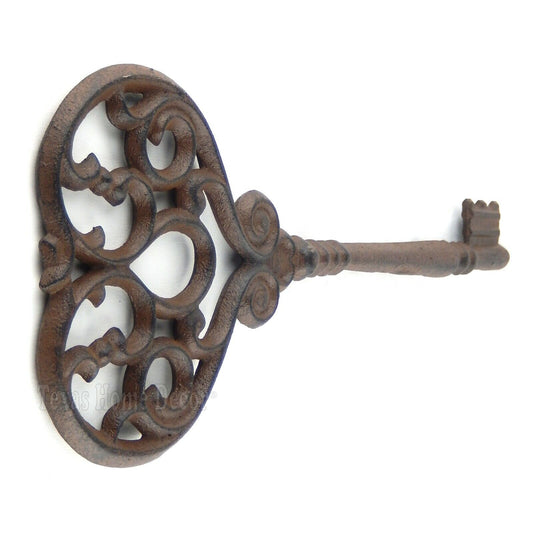Huge Jailer's Skeleton Key Cast Iron Victorian Antique Style Decorative 13"