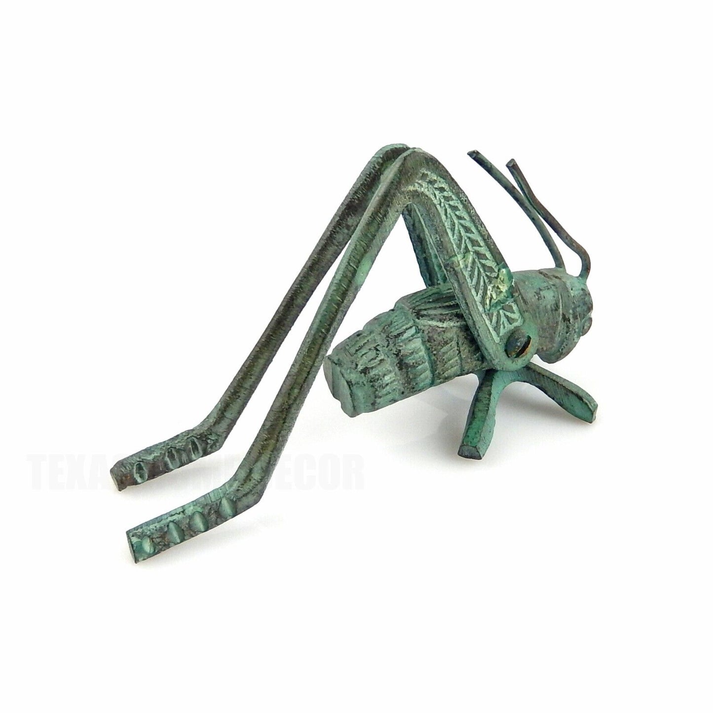 Small Green Good Luck Metal Cricket Figurine Fireplace Hearth Solid Brass Insect
