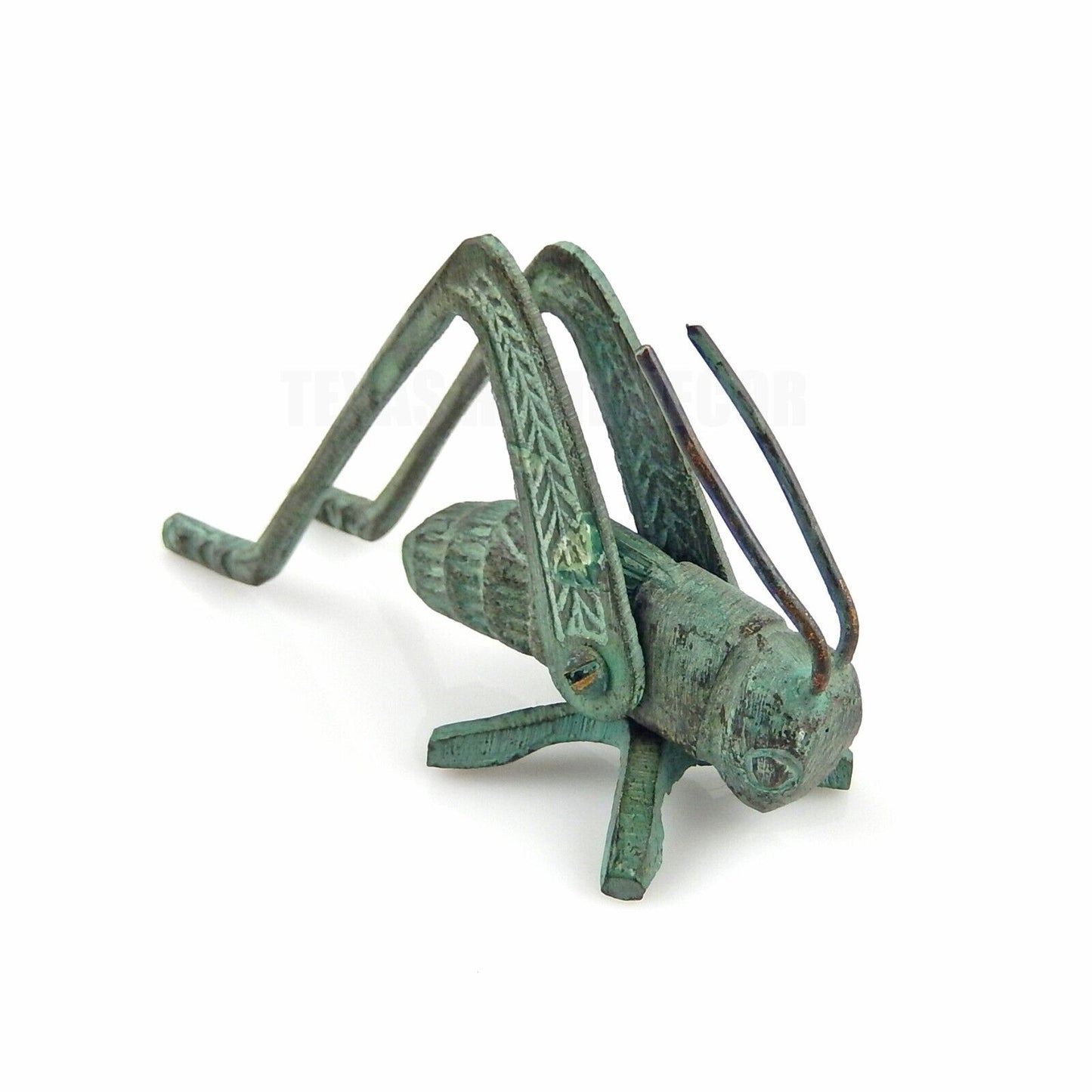 Small Green Good Luck Metal Cricket Figurine Fireplace Hearth Solid Brass Insect