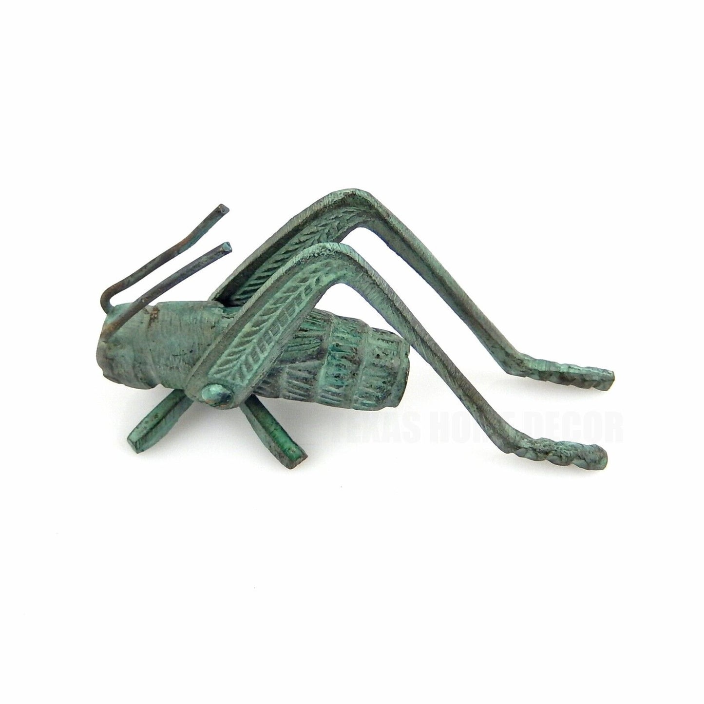 Small Green Good Luck Metal Cricket Figurine Fireplace Hearth Solid Brass Insect