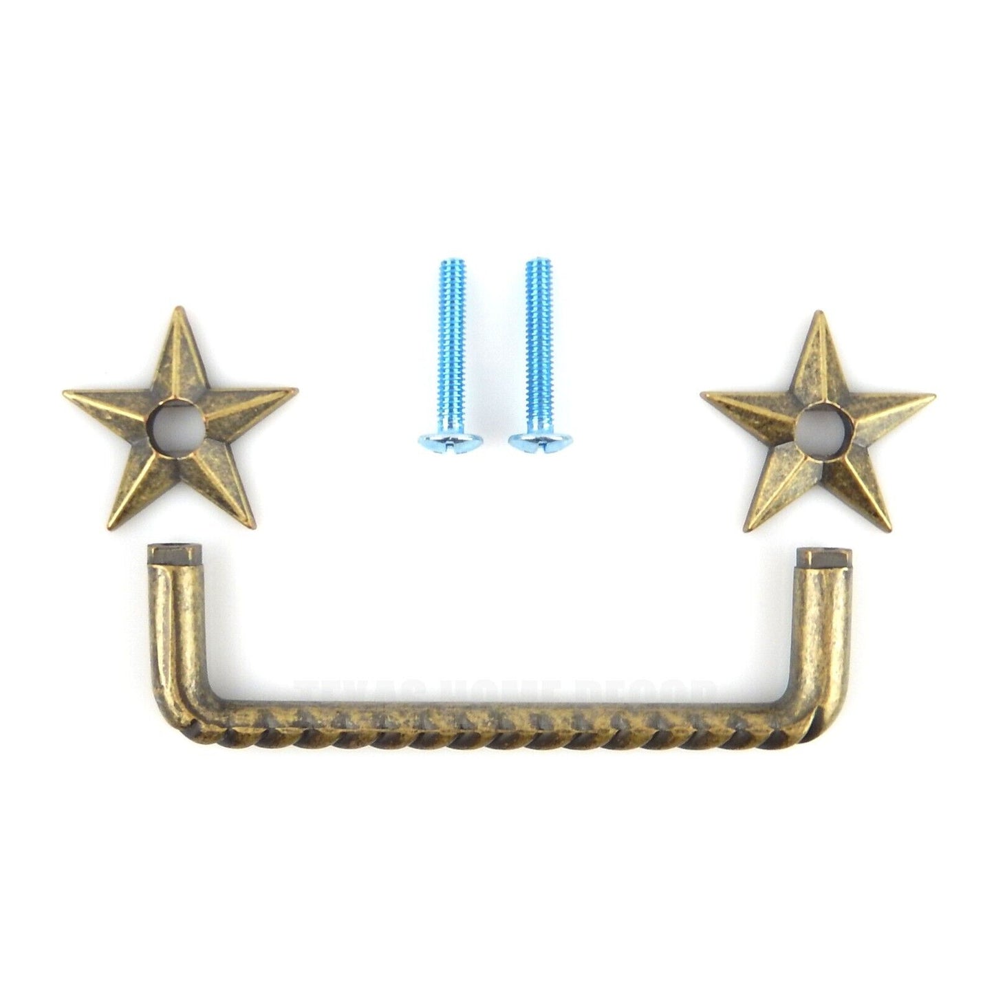 Star Rope Handle Cabinet Hardware Drawer Door Pull Antique Brass Finish +Screws