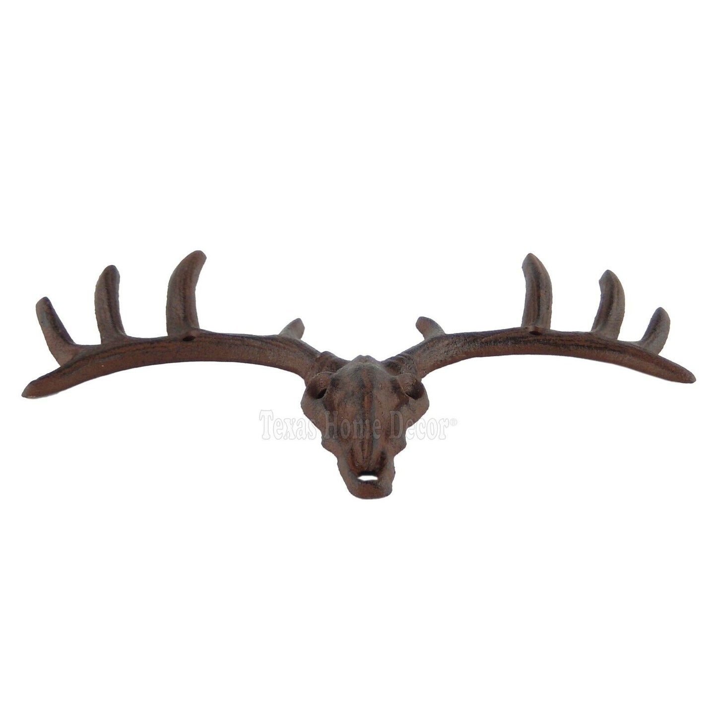 Deer Skull Antler Key Rack Cast Iron Hook Coat Towel Hanger Wall Mounted