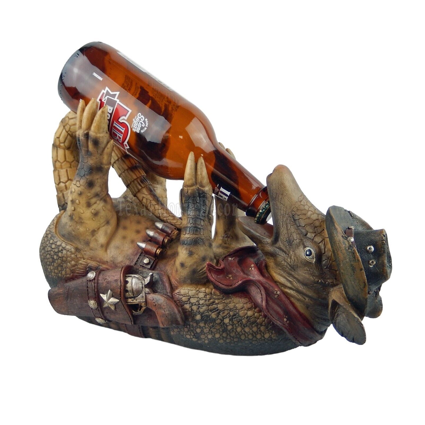 Drunk Cowboy Armadillo Sheriff Beer Wine Bottle Holder Rustic Western Decor 12"