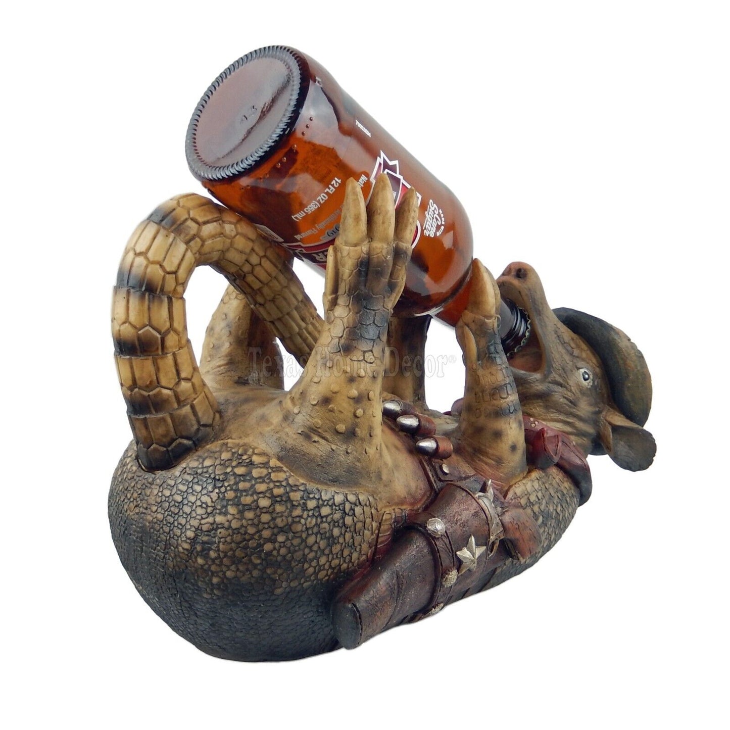 Drunk Cowboy Armadillo Sheriff Beer Wine Bottle Holder Rustic Western Decor 12"