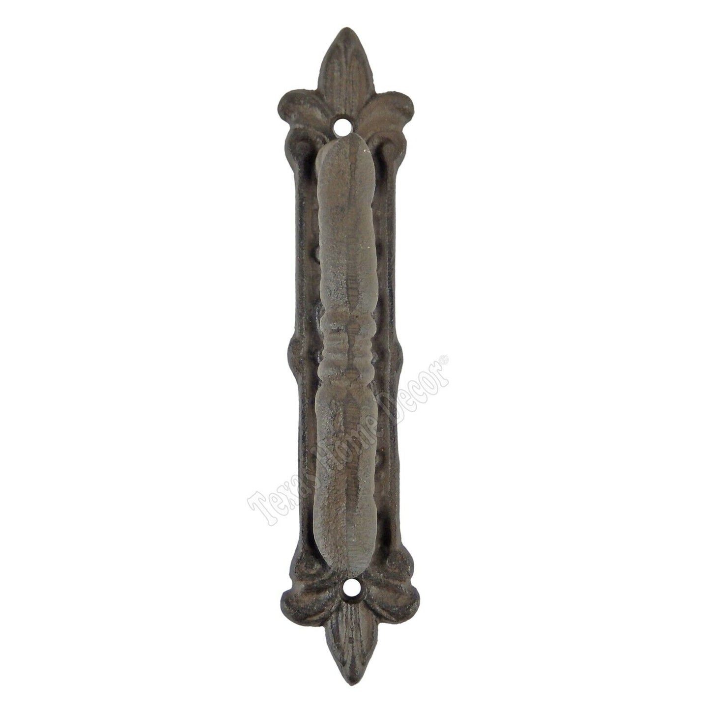Large Victorian Door Handle Pull Cast Iron Fleur De Lis Accents Floral Rustic