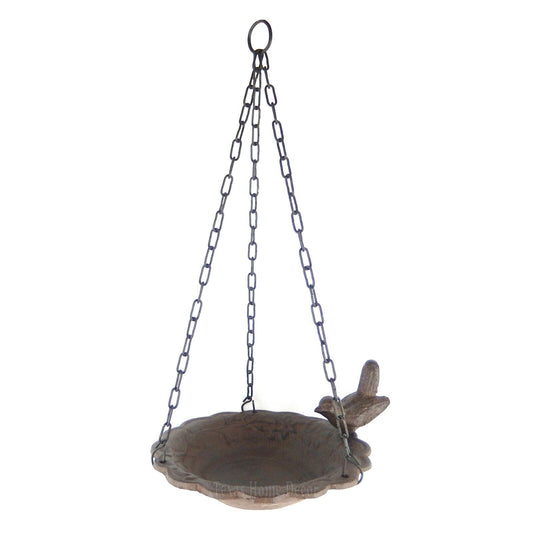 Hanging Bird Feeder Cast Iron Rustic Finish Floral Tree Yard Garden Decor