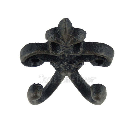 Fleur De Lis Wall Hook Coat Rack Key Towel Hanger Cast Iron Rustic Vintage Style