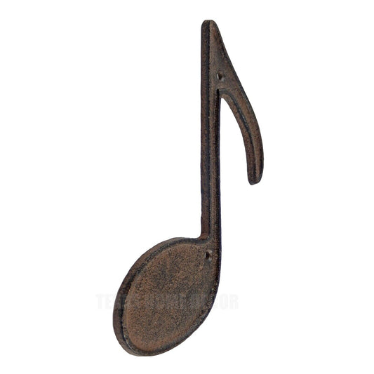 8th Musical Note Cast Iron Wall Decor Sign Music Studio Rustic Brown Finish