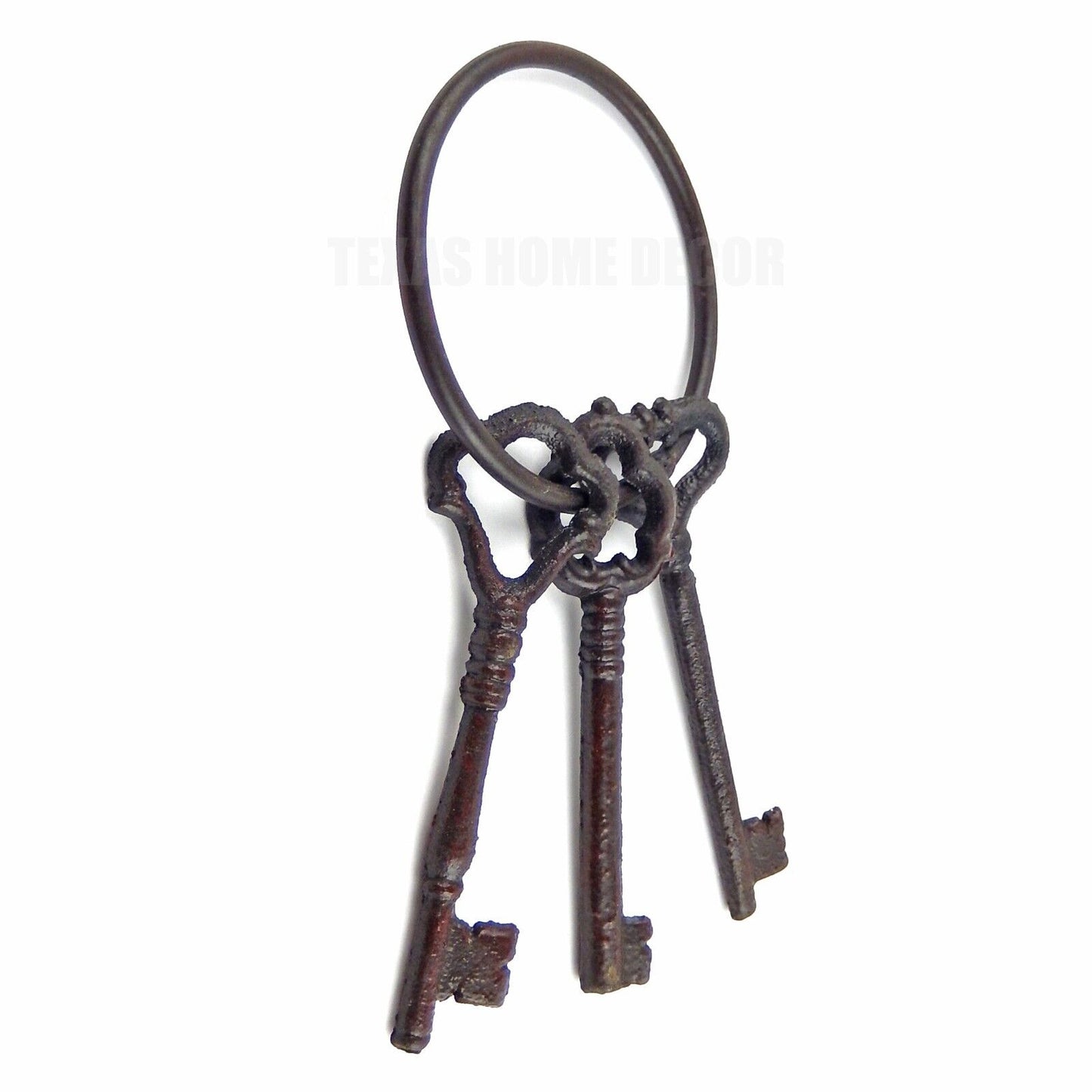 Cast Iron Jailer's Church Skeleton Keys on Ring Victorian Antique Style Set of 3