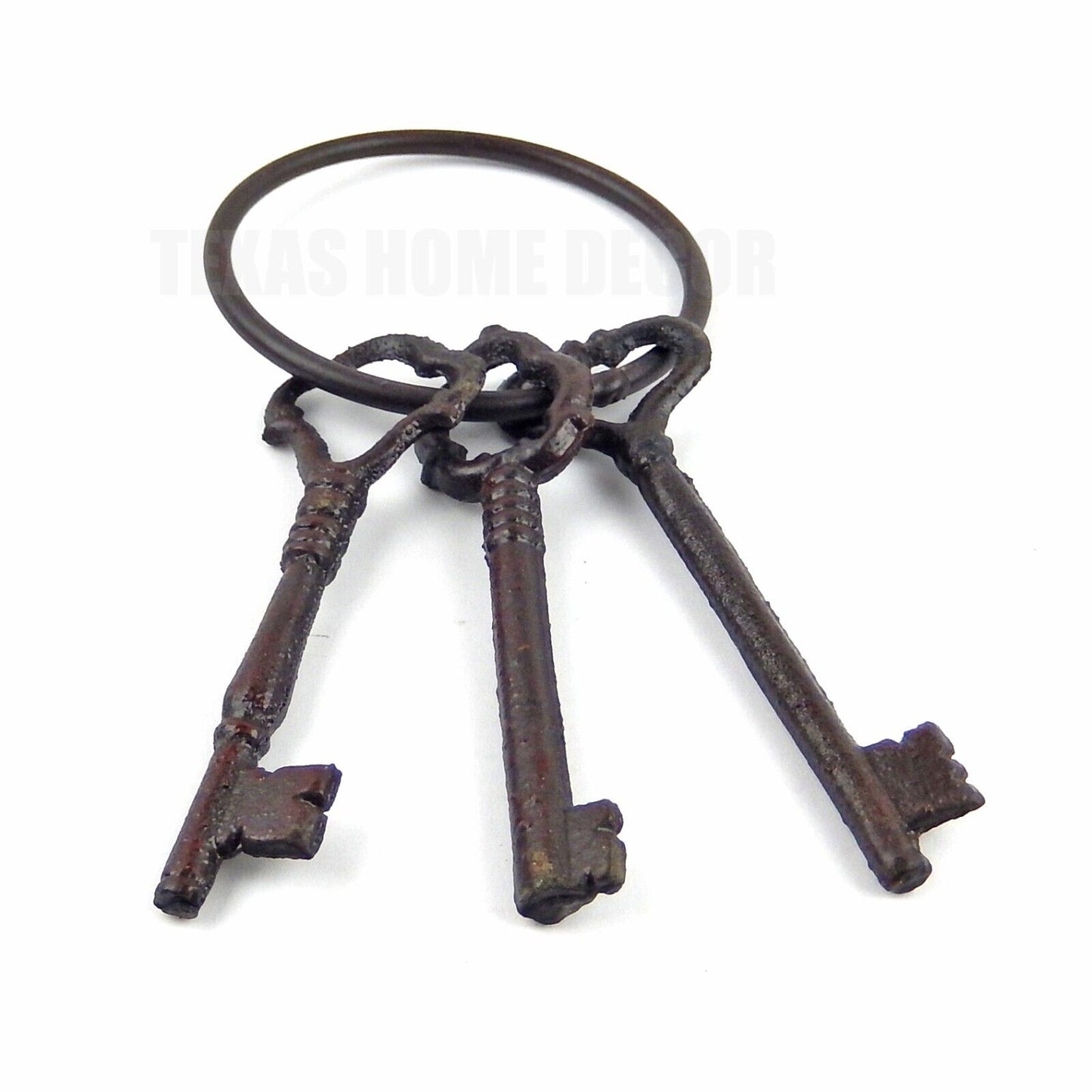 Cast Iron Jailer's Church Skeleton Keys on Ring Victorian Antique Style Set of 3