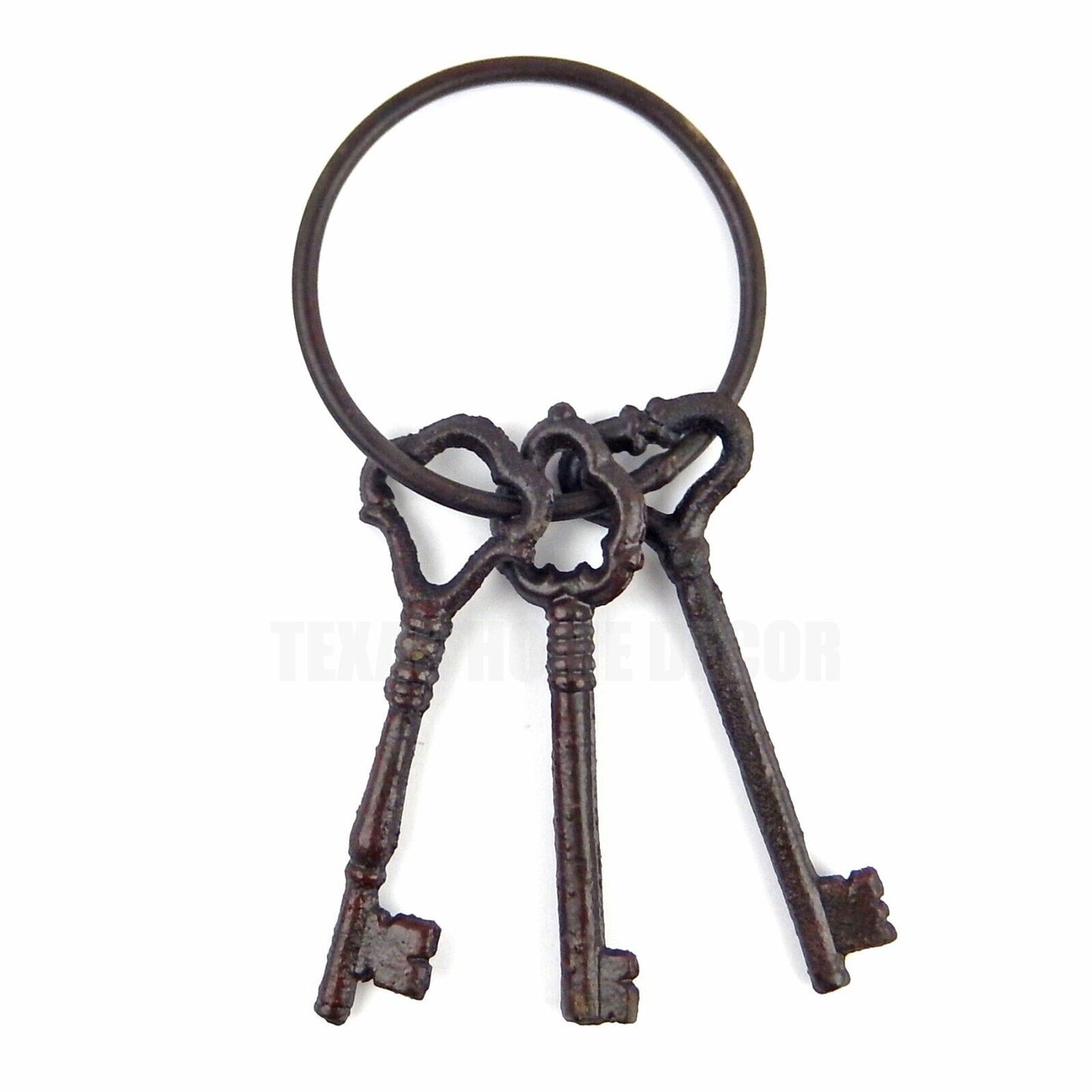 Cast Iron Jailer's Church Skeleton Keys on Ring Victorian Antique Style Set of 3