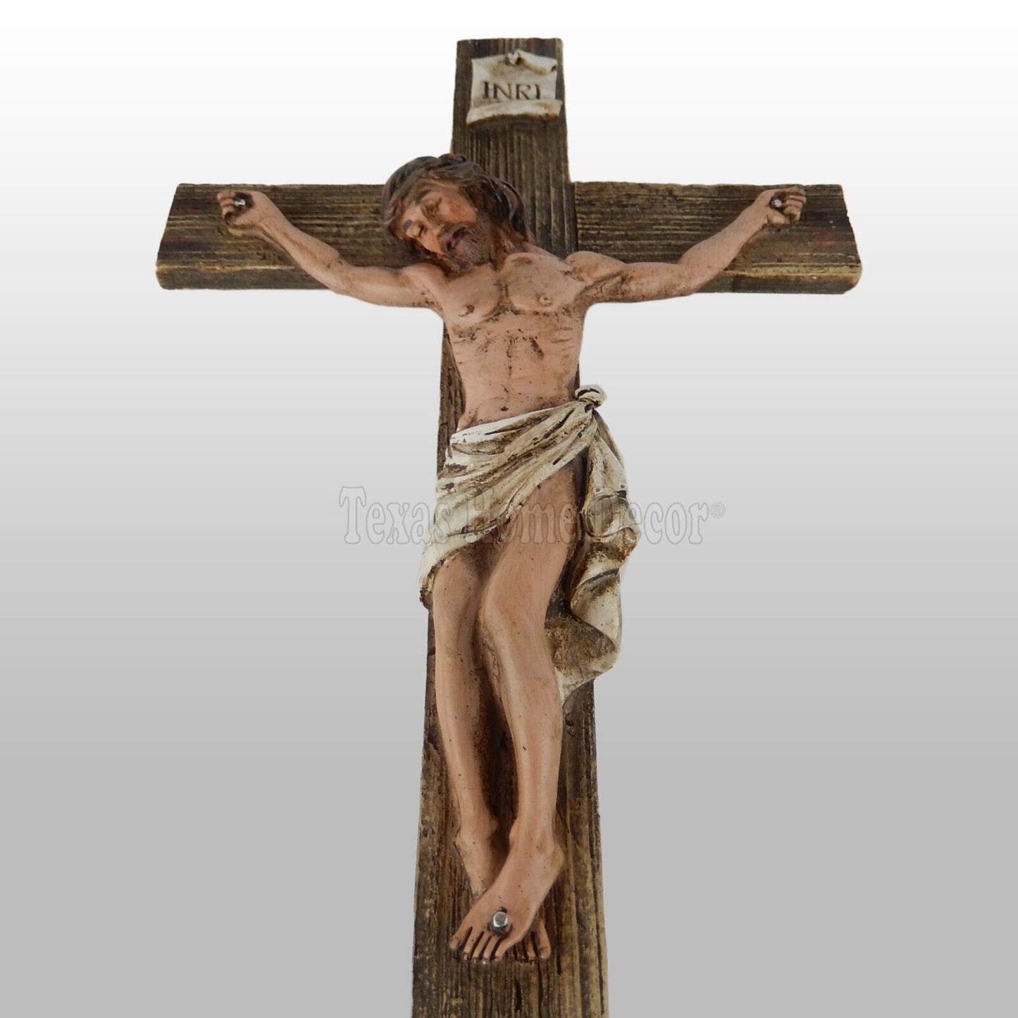 Crucifix Wall Cross INRI Jesus Religious Hand Painted Polyresin 14 inch Tall