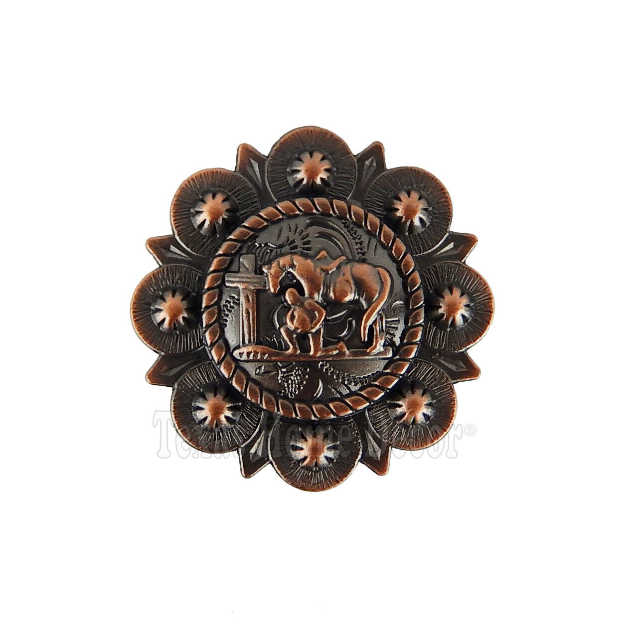 12 Cowboy Kneeling Metal Conchos Copper Finish with Screws Leather Crafts 1.5"
