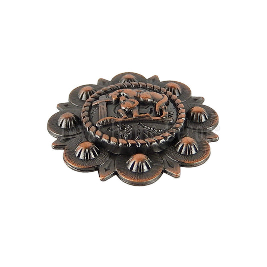 12 Cowboy Kneeling Metal Conchos Copper Finish with Screws Leather Crafts 1.5"