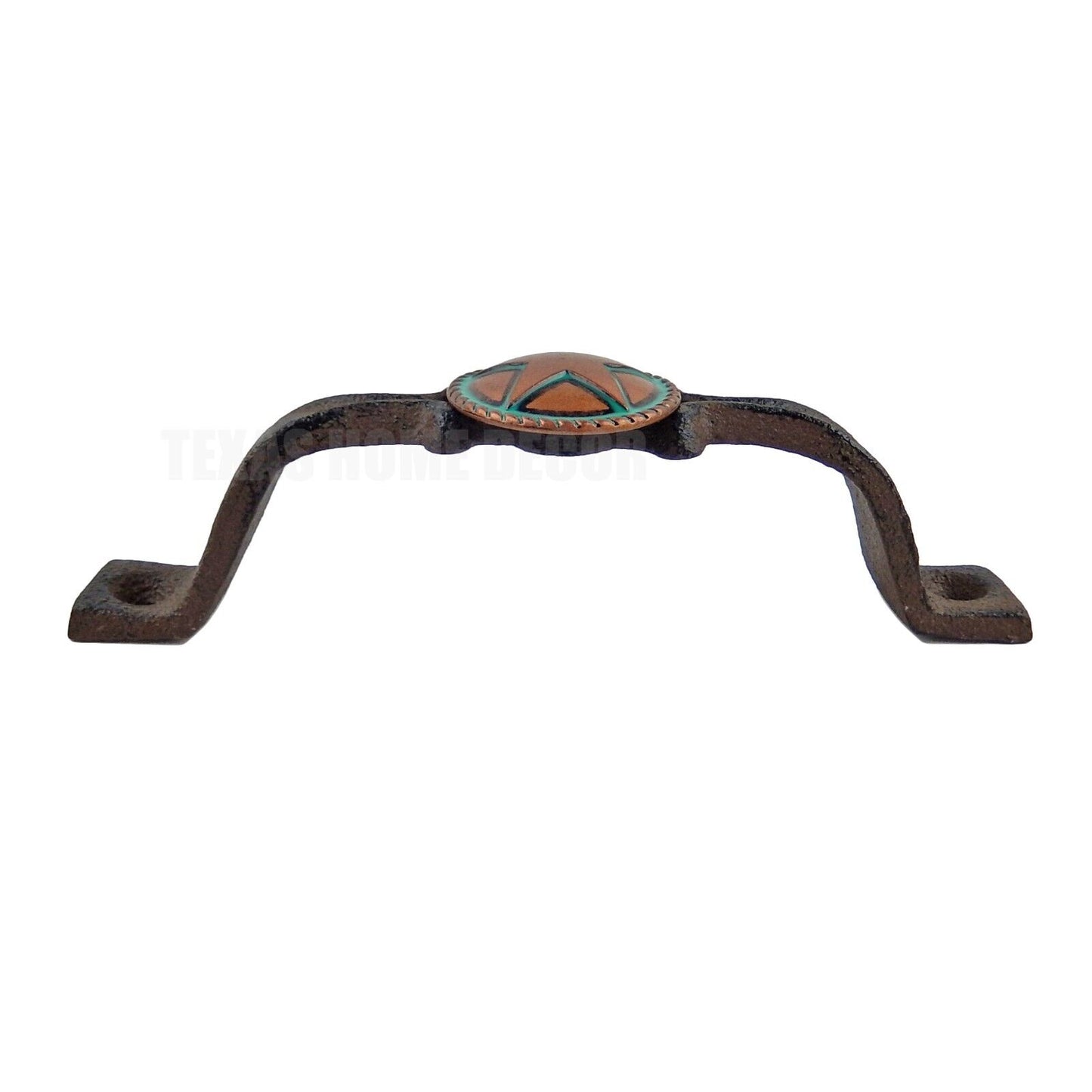 Rustic Turquoise Solid Copper Star Concho Door Handle Cast Iron Drawer Pull 6 in