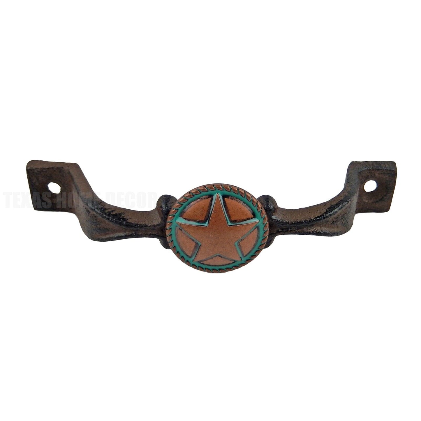 Rustic Turquoise Solid Copper Star Concho Door Handle Cast Iron Drawer Pull 6 in