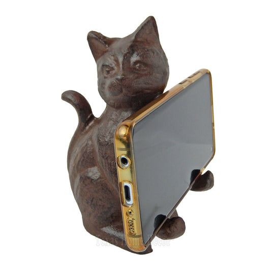 Cat Kitty Cell Phone Business Card Holder Pet Groomer Vet Office Cast Iron  6"