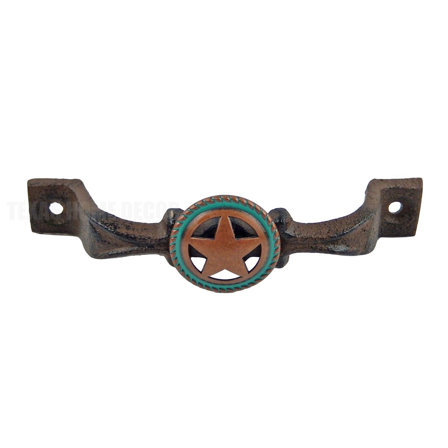 Rustic Turquoise Copper Star Concho Door Handle Cast Iron Drawer Pull 6 inch