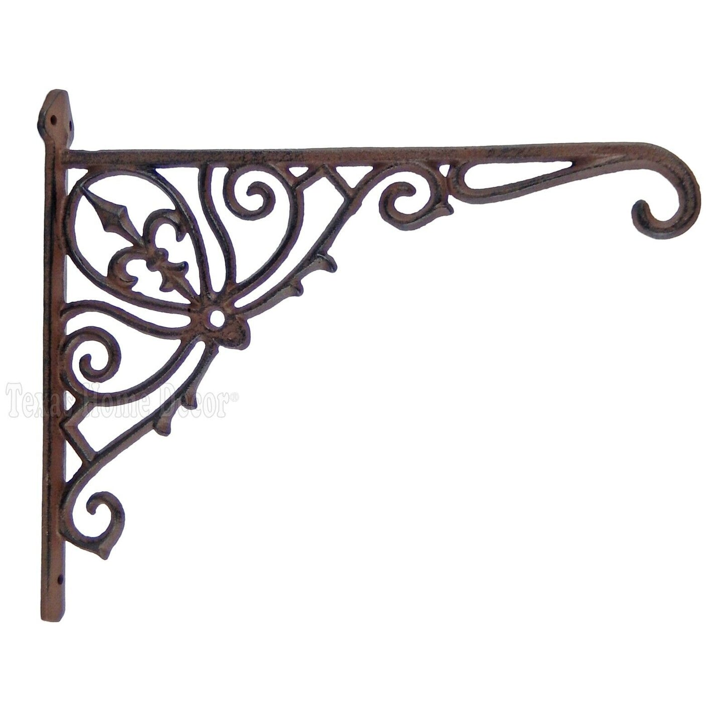 Large Fleur De Lis Plant Hanger Hook Wall Bracket Basket Holder Ornate Scrolls