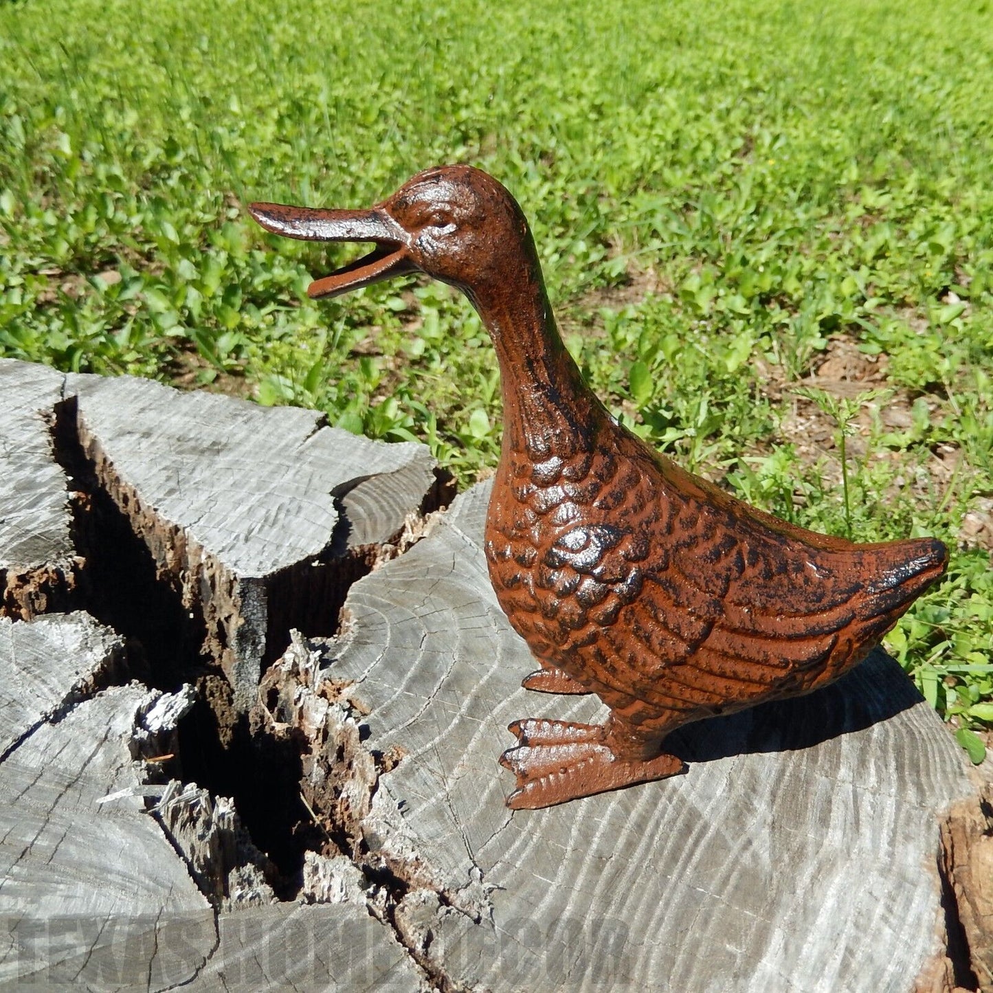 Cast Iron Duck Figurine Statue Garden Pond Yard Decor Heavy Duty Rustic Brown