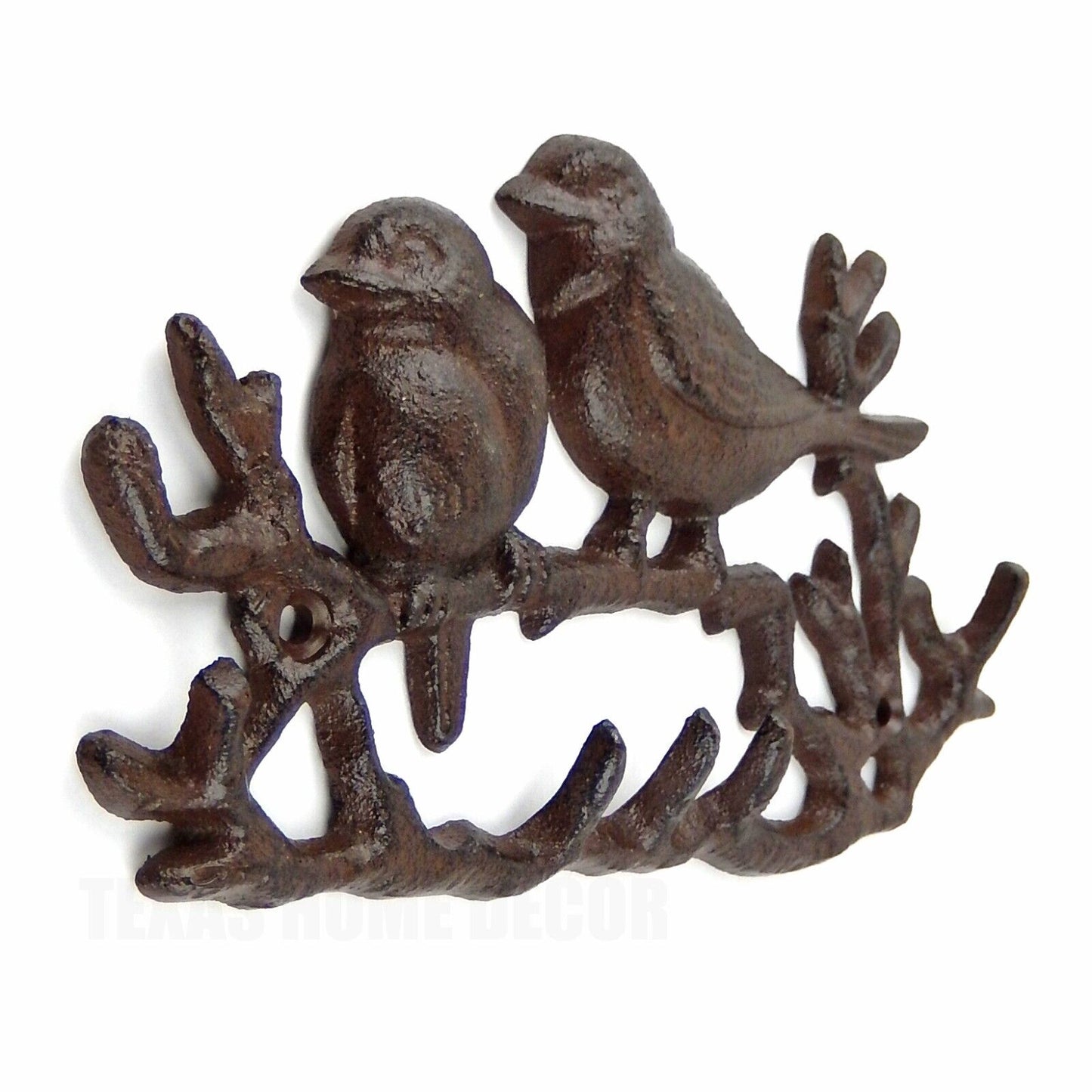Cast Iron Birds On Branch Wall Hook Rack Key Hanger Antique Style
