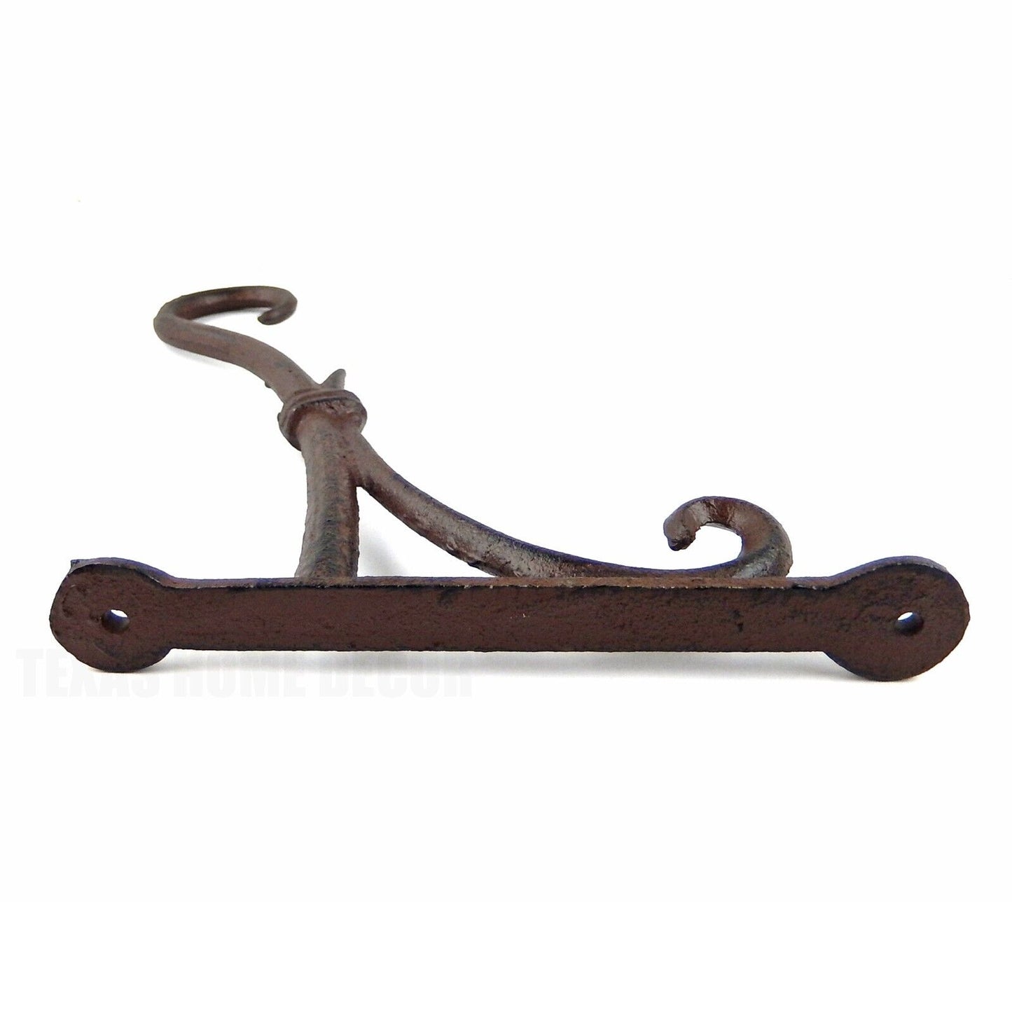 Cast Iron Scrolls Plant Hook Flower Basket Hanger Antique Style Rustic Brown