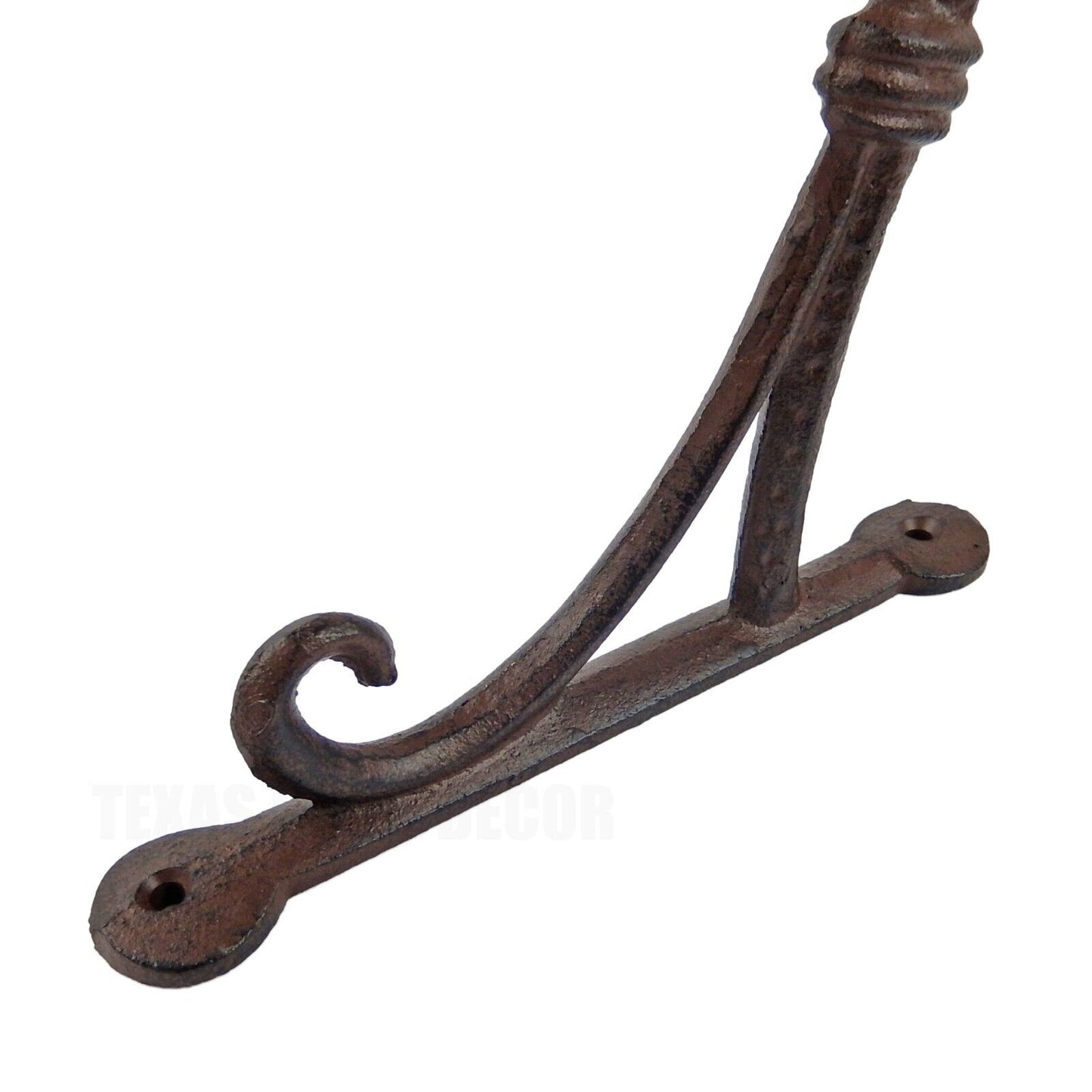 Cast Iron Scrolls Plant Hook Flower Basket Hanger Antique Style Rustic Brown