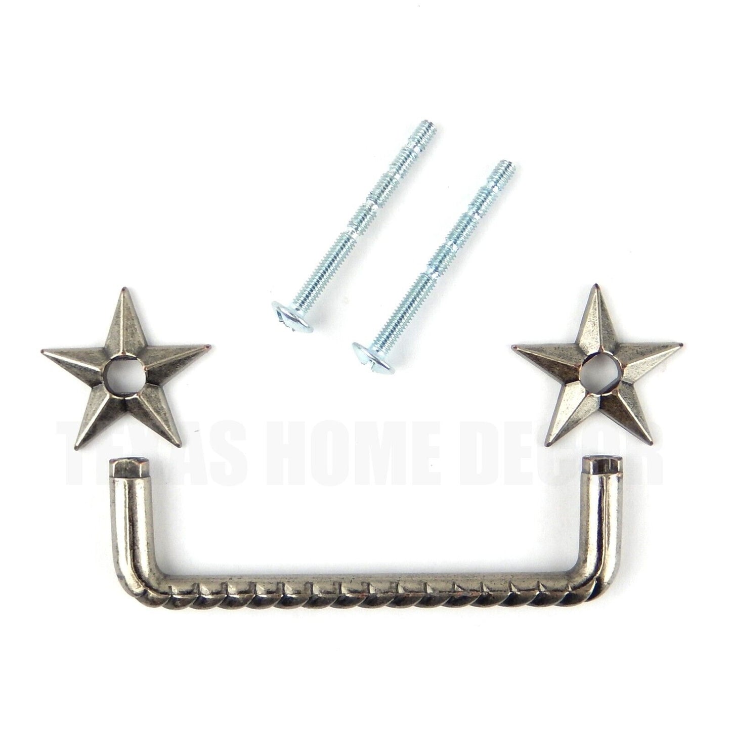 Star Rope Cabinet Drawer Pull Door Handle Antique Oxidized Silver Finish +Screws