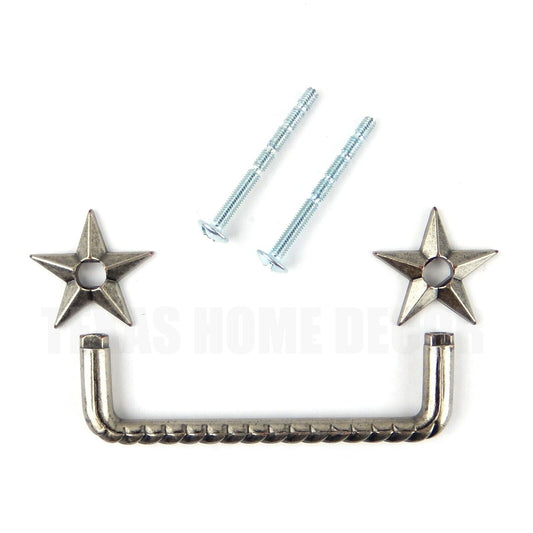 Star Rope Cabinet Drawer Pull Door Handle Antique Oxidized Silver Finish +Screws