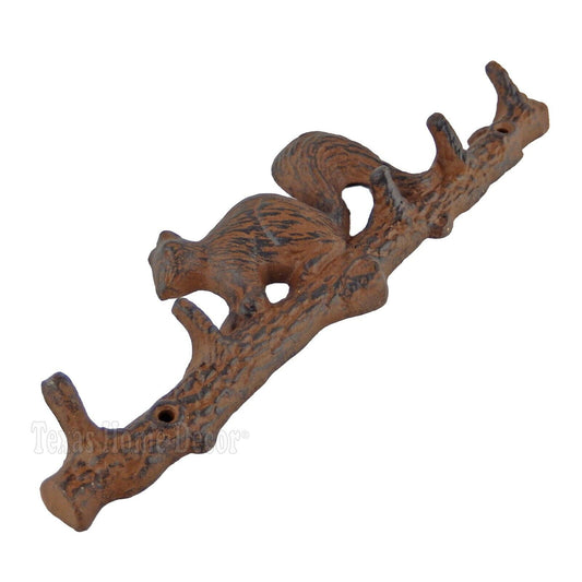 Squirrel Coat Rack Key Hanger Cast Iron Wall Mounted Rustic Brown Antique Style