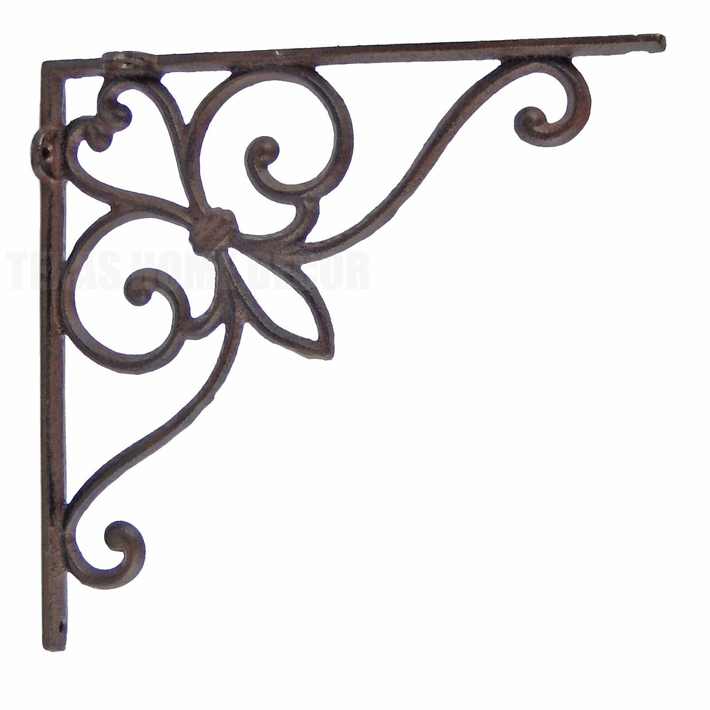 2 Large Fleur De Lis Scrolls Shelf Brackets Cast Iron Antique Style Rustic 9.5"