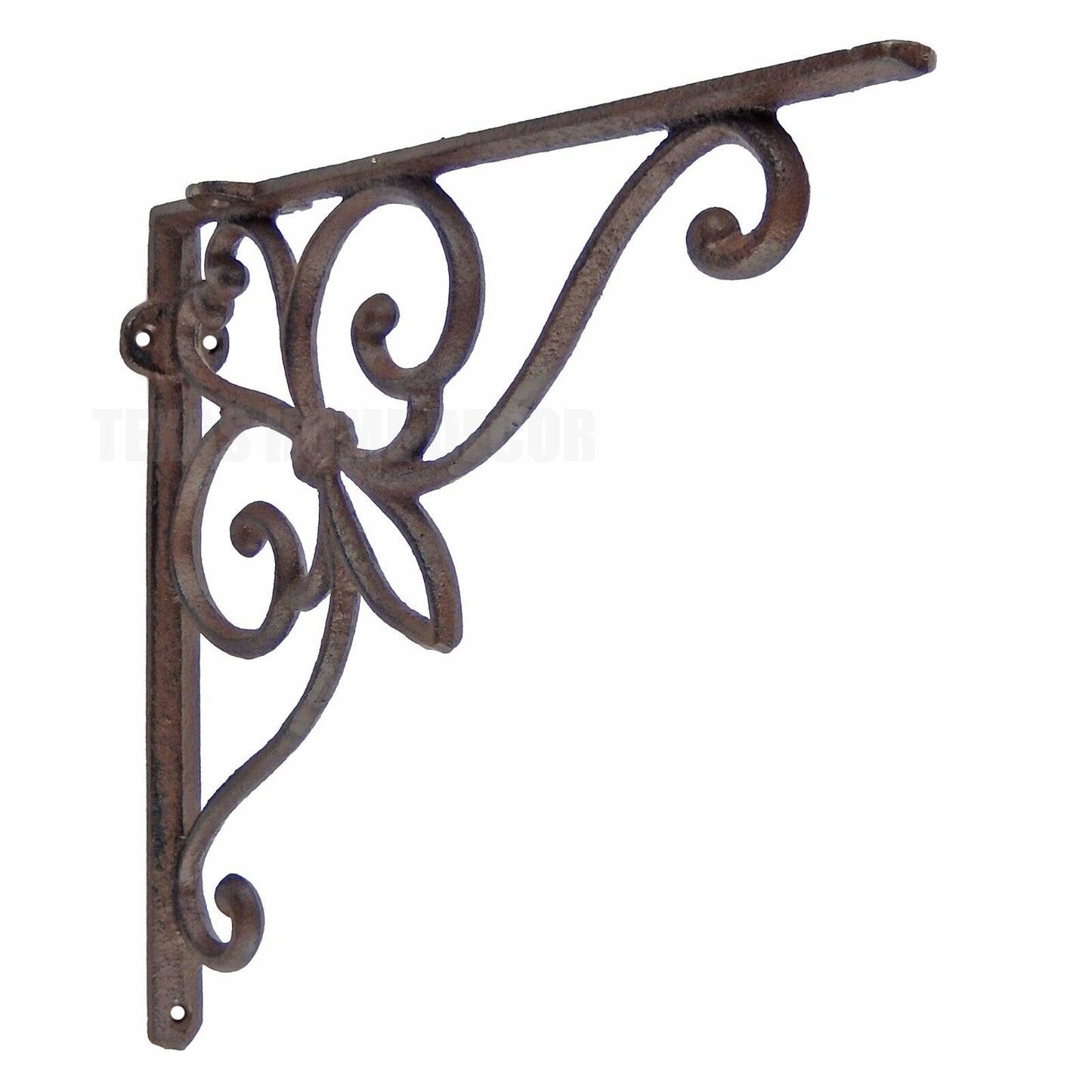 2 Large Fleur De Lis Scrolls Shelf Brackets Cast Iron Antique Style Rustic 9.5"