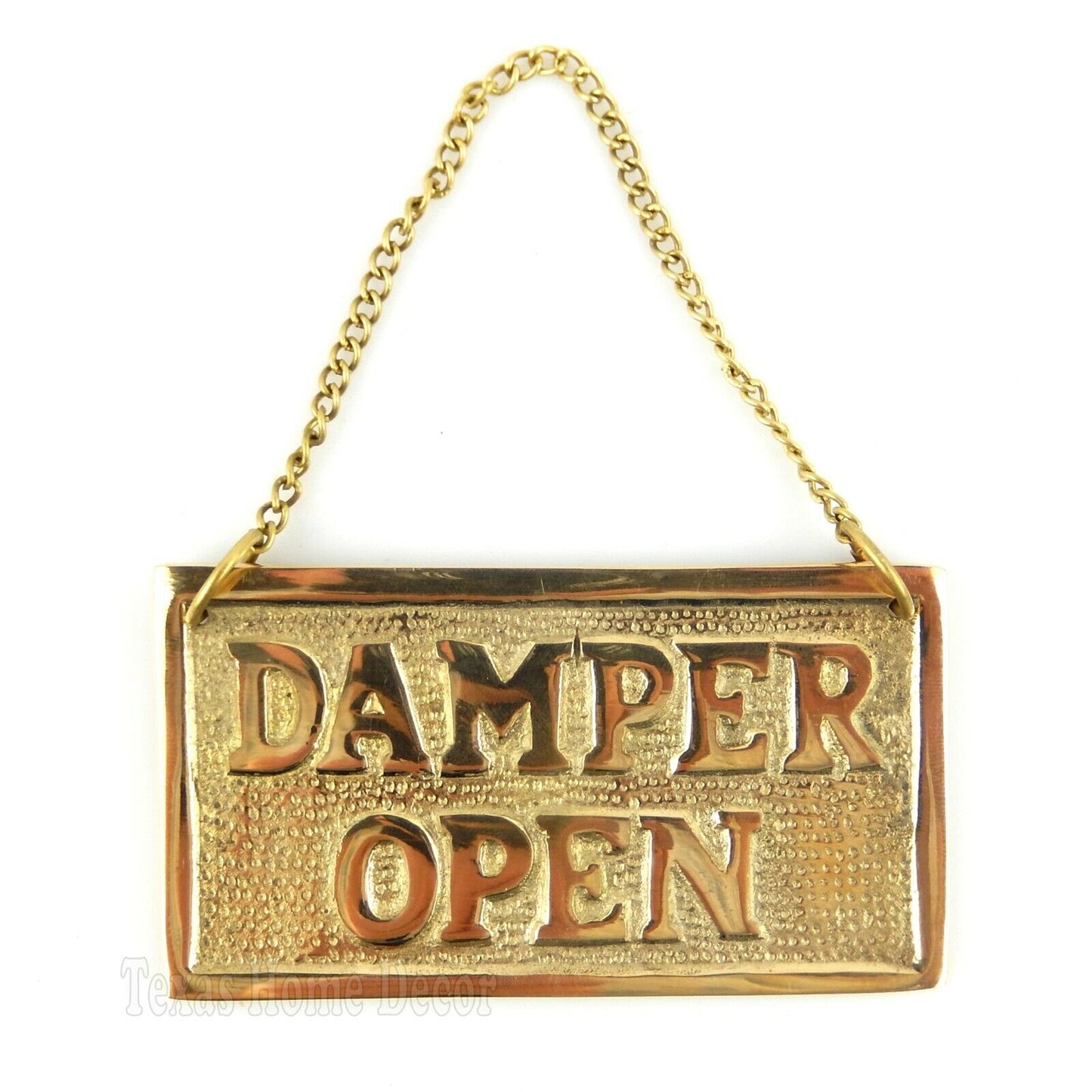 Damper Open Closed Fireplace Sign Solid Brass Hanging Double Sided Vintage Style