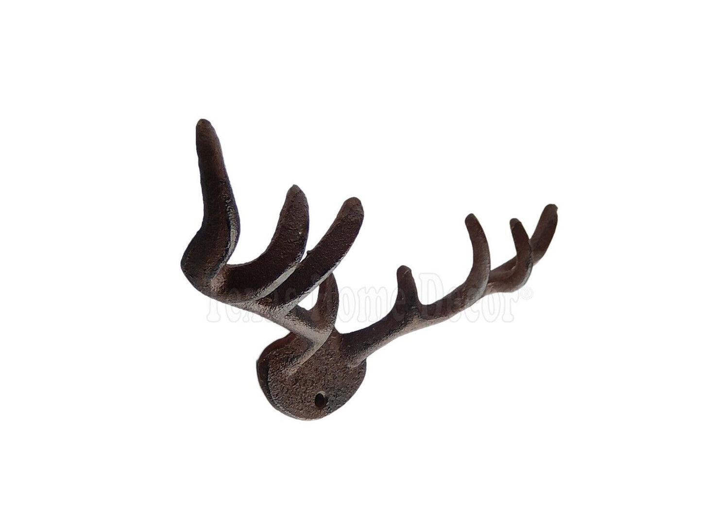 Deer Antler Key Rack Hanger Coat Hooks Hat Towel Cast Iron Wall Mount Cabin