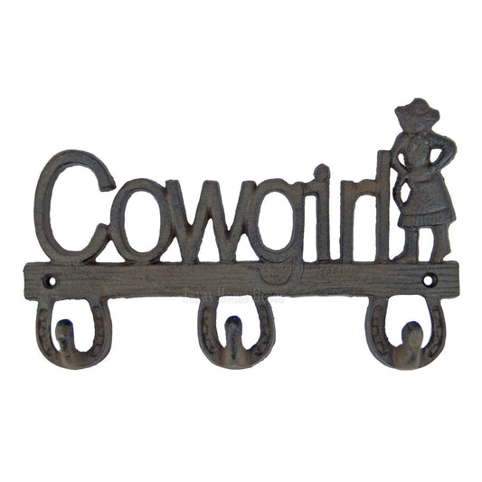 Cast Iron Cowgirl Key Rack Towel Coat Hook Hanger Wall Mounted Rustic Finish