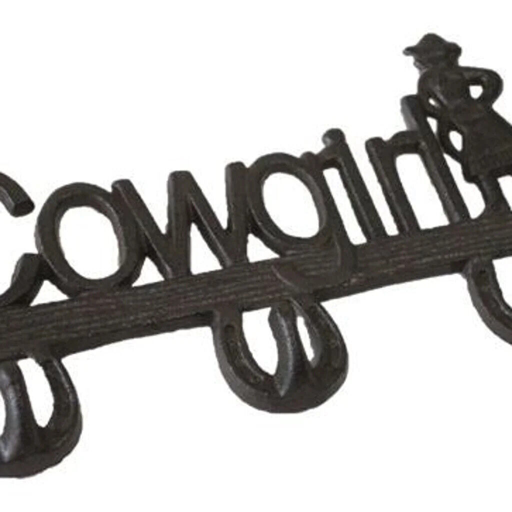 Cast Iron Cowgirl Key Rack Towel Coat Hook Hanger Wall Mounted Rustic Finish