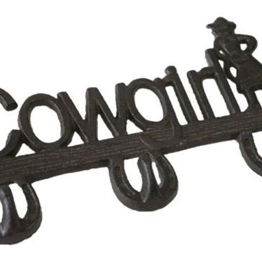 Cast Iron Cowgirl Key Rack Towel Coat Hook Hanger Wall Mounted Rustic Finish