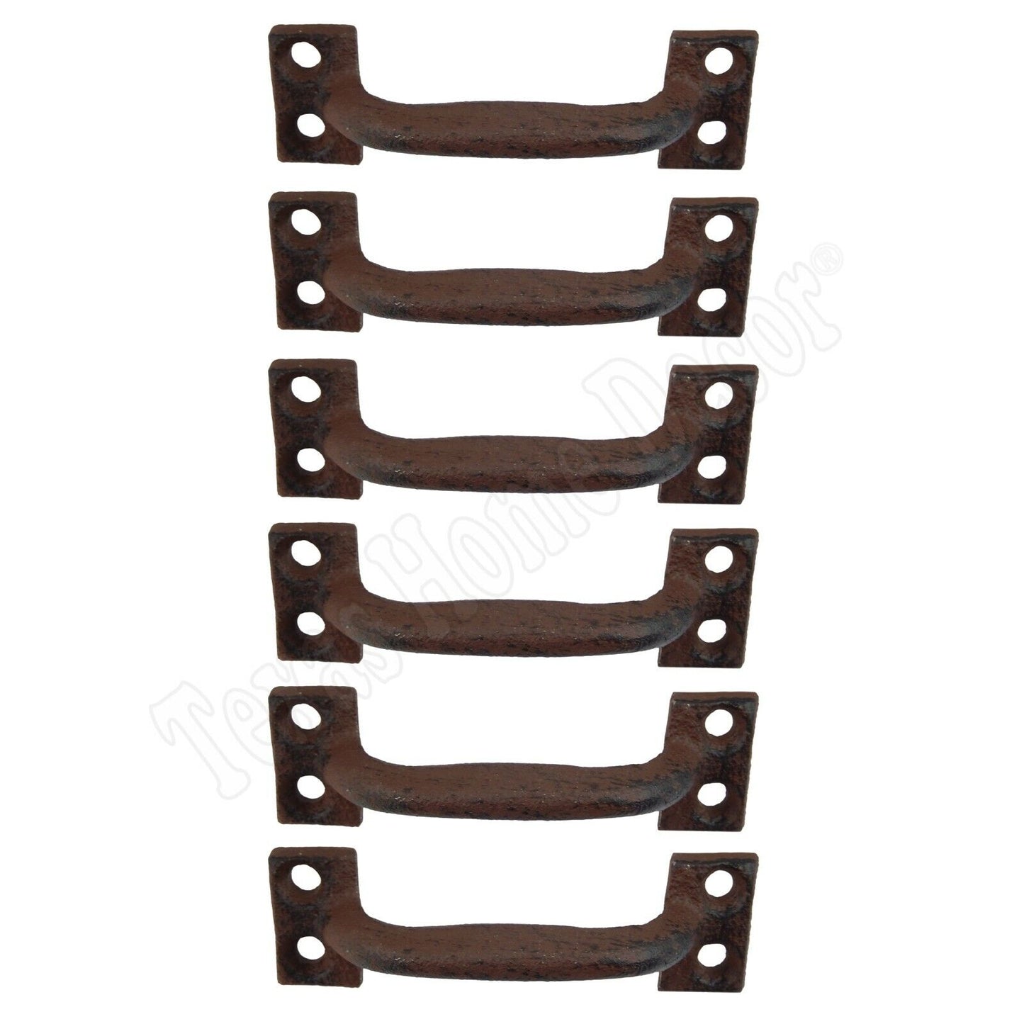 6 Small Door Handles Antique Style Cast Iron Rustic Cabinet Drawer Pull 3 5/8 in