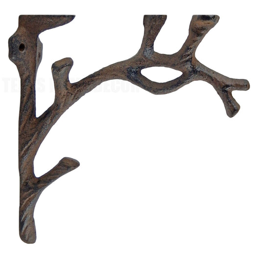 2 Cast Iron Tree Branch Shelf Brackets Rustic Antique Brown 7 1/4 x 6 1/4 inch