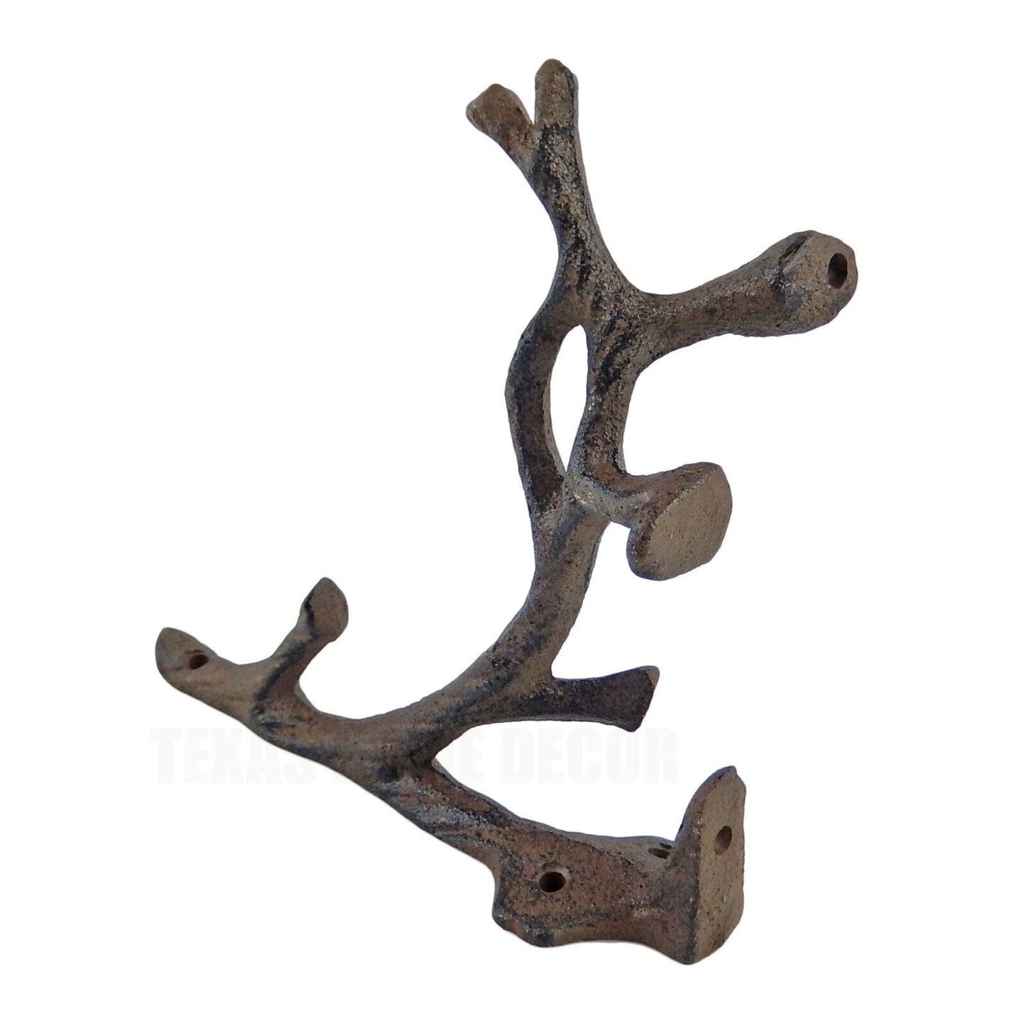 2 Cast Iron Tree Branch Shelf Brackets Rustic Antique Brown 7 1/4 x 6 1/4 inch