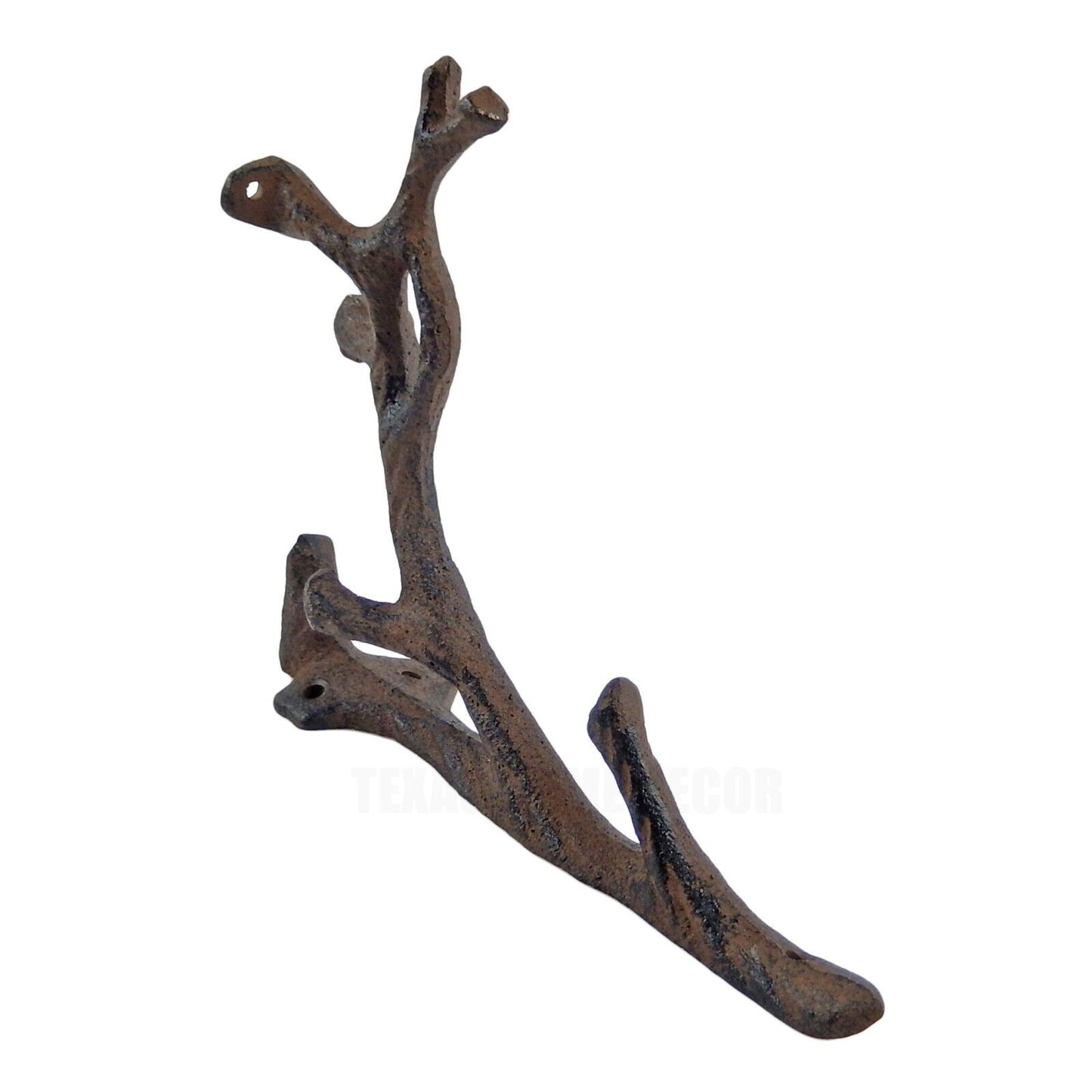 2 Cast Iron Tree Branch Shelf Brackets Rustic Antique Brown 7 1/4 x 6 1/4 inch