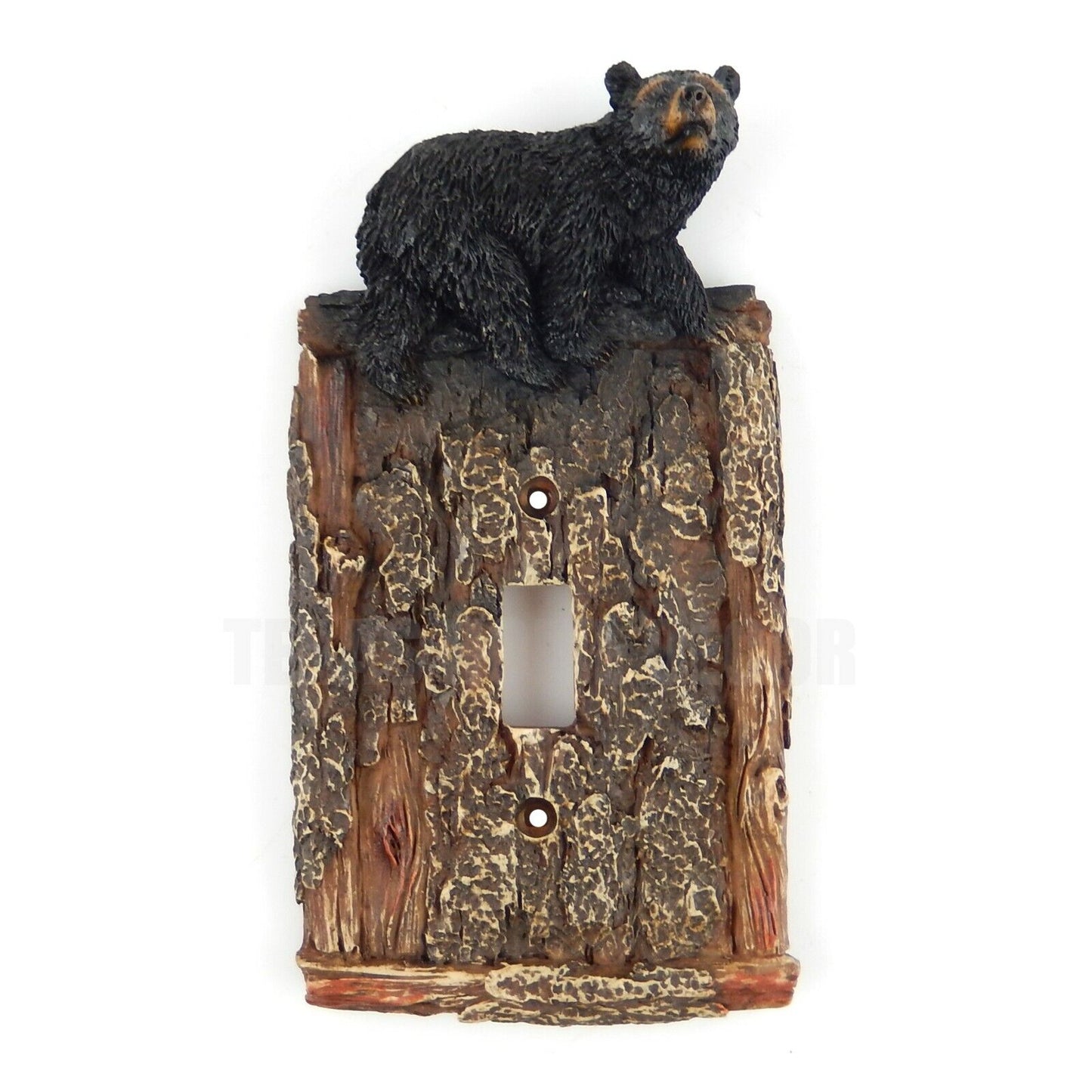 Black Bear Switch Plate Wall Cover Outlet Plug Single Double Toggle Wood Look