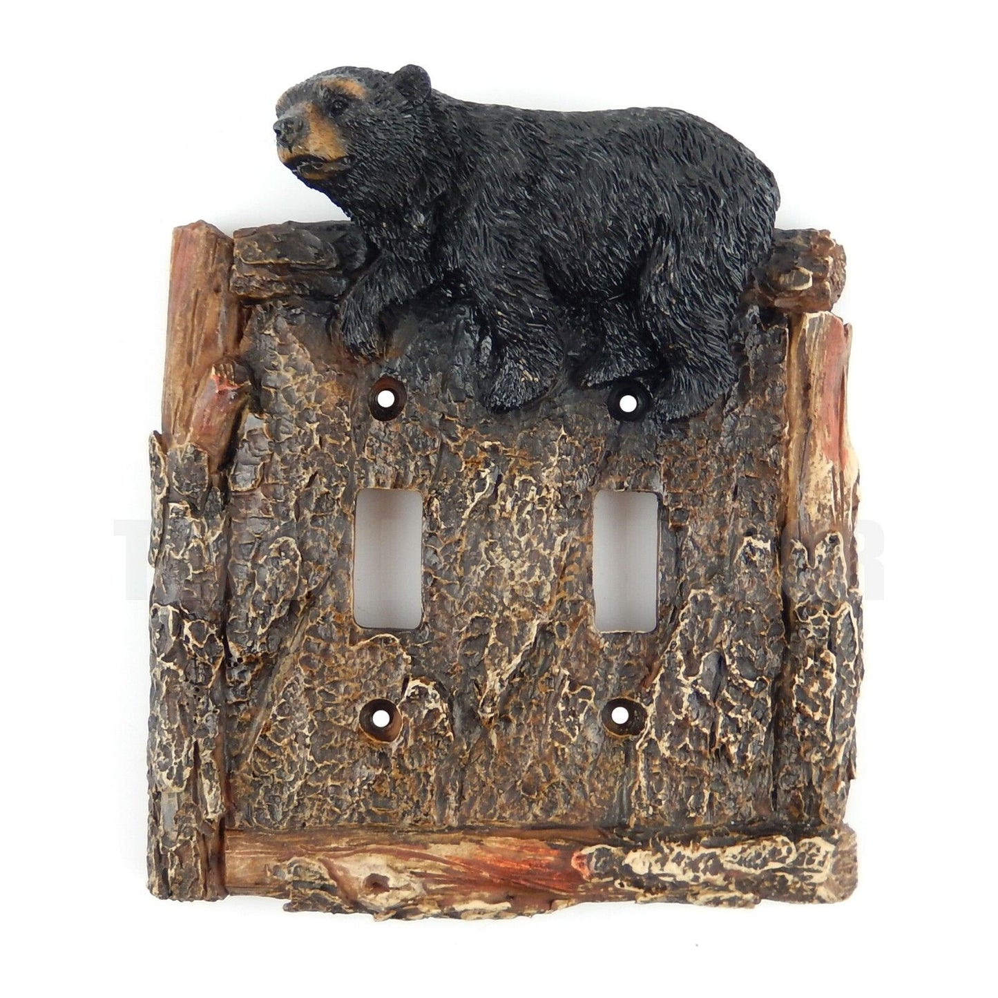 Black Bear Switch Plate Wall Cover Outlet Plug Single Double Toggle Wood Look