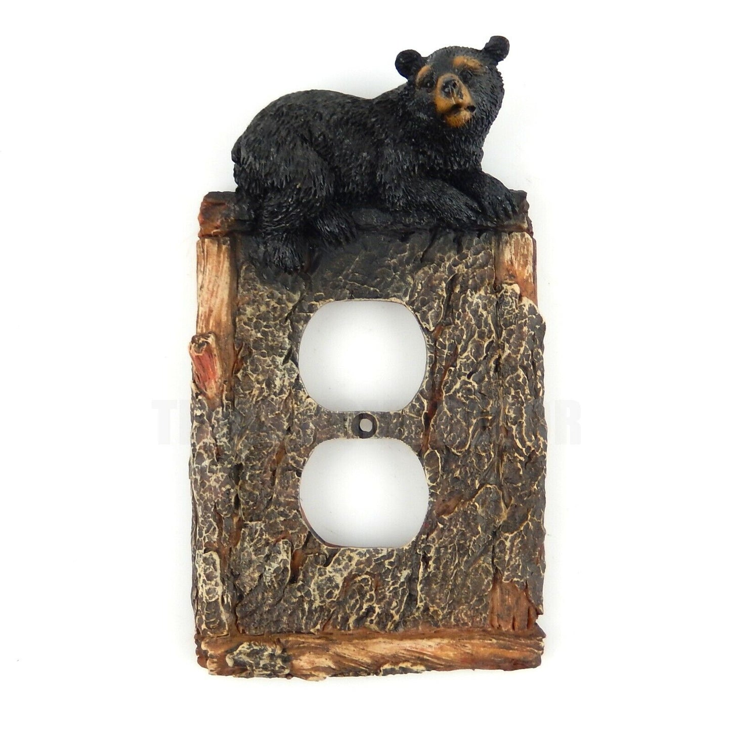 Black Bear Switch Plate Wall Cover Outlet Plug Single Double Toggle Wood Look