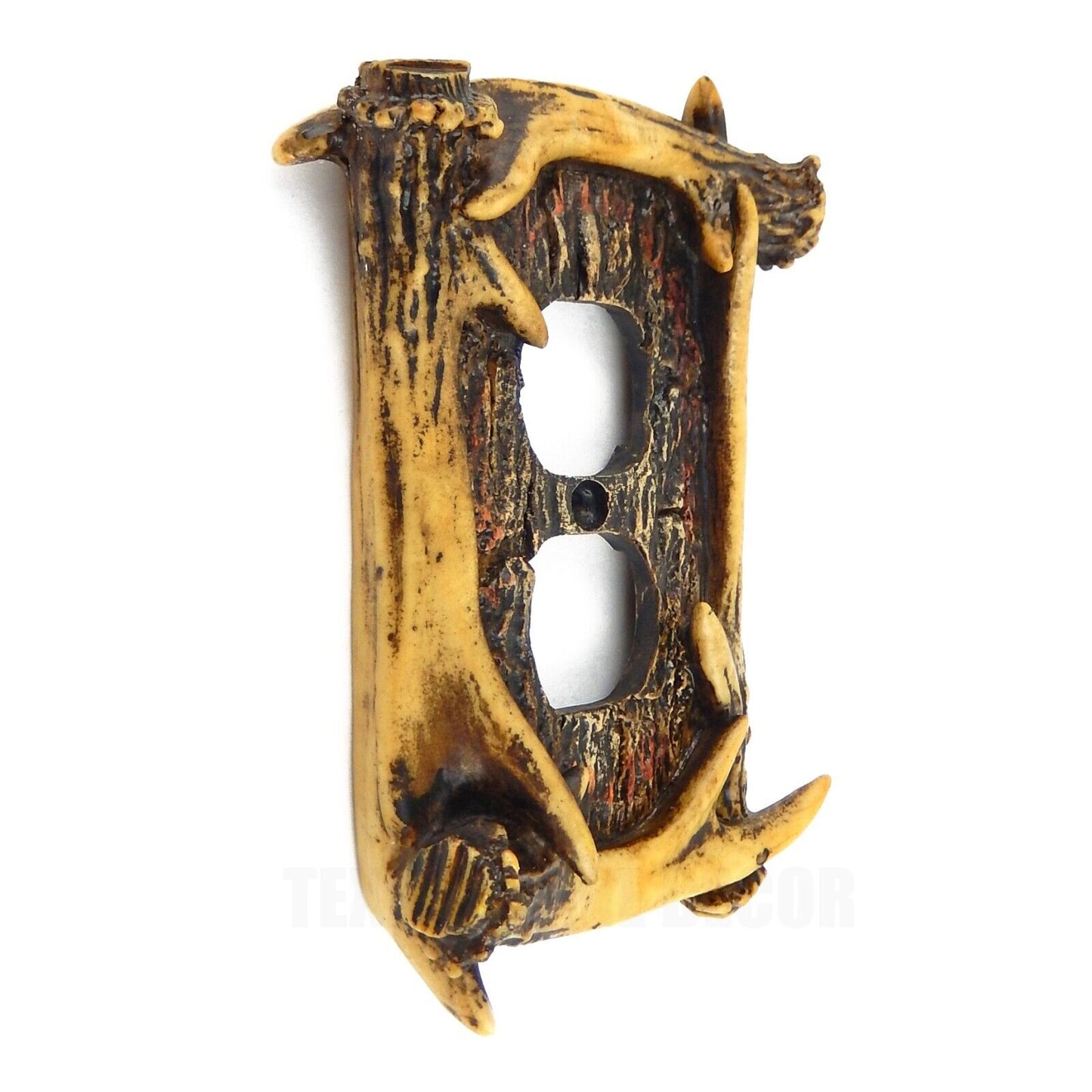 Deer Antler Single Outlet Plug Plate Cover Rustic Faux Wood Cabin Lodge Decor