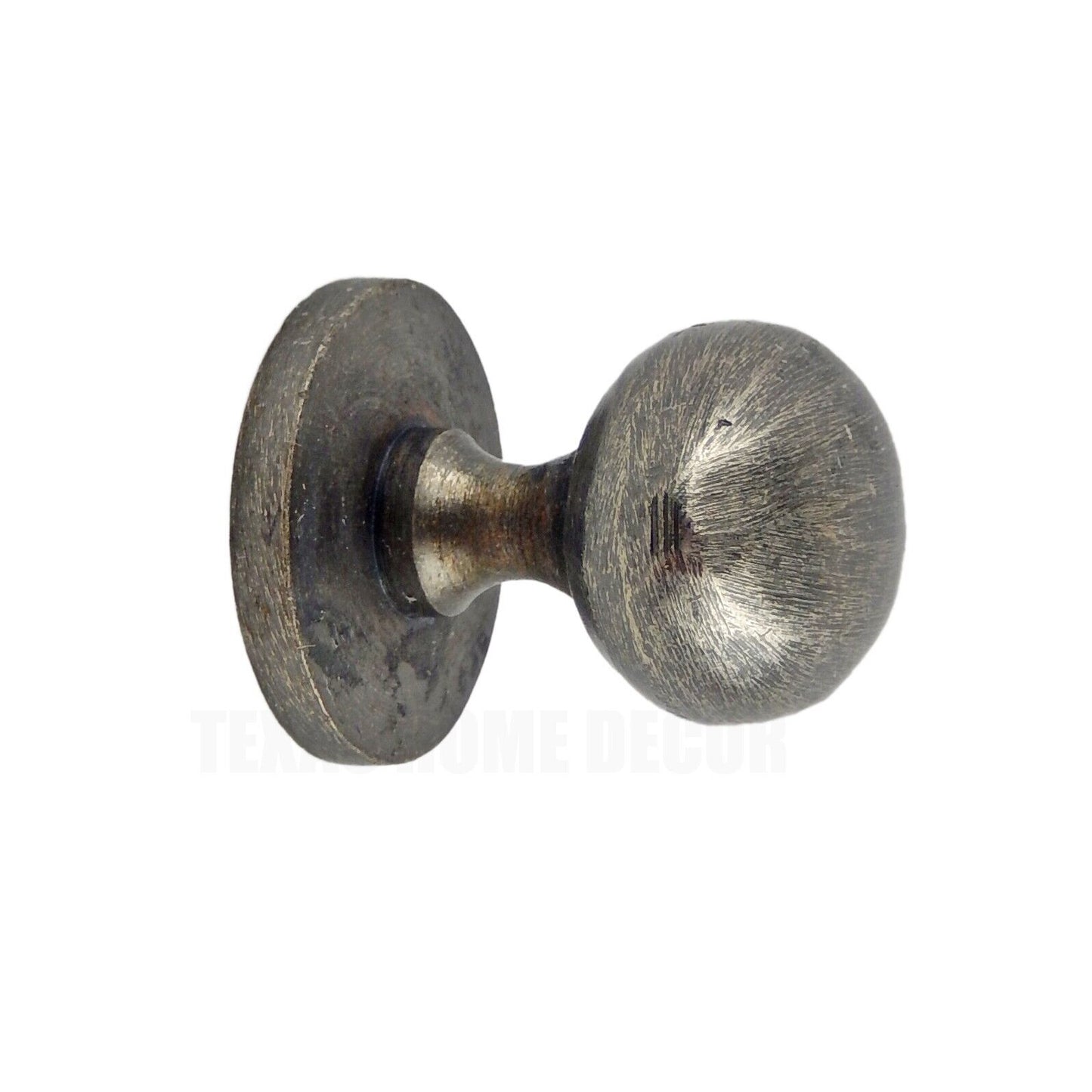 Metal Oval Cabinet Drawer Pull Knob Round Base Antique Brushed Silver